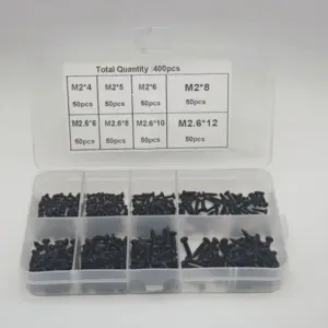400Pcs M2*4/5/6/8 M2.6*6/8/10/12 Cross Pan Head Wood Screws Stainless Steel Pan Head Self Tapping Screw Set Assortment Kit