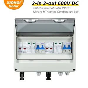 XIONGISOLAR 2 in 2 out DC 600V Solar photovoltaic PV Combiner Box With Lightning Protection 32A Fuse MCB SPD Waterproof PVDB