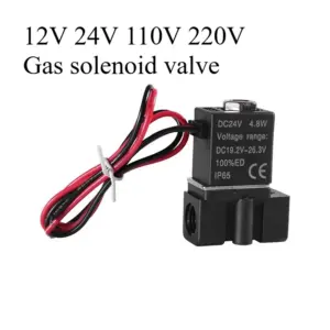 12V 24V 110V 220V Pneumatic Electric Solenoid Valve 2 Position 2 Port Normally Closed Air Magnetic Valve 1/4" Connection