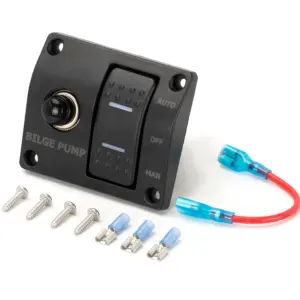 12V 24V 3 Way Automatic Bilge Pump Switch Panel Waterproof Rule Bilge Pump Float Switch LED Indicator Built-In Auto/Off/Manual
