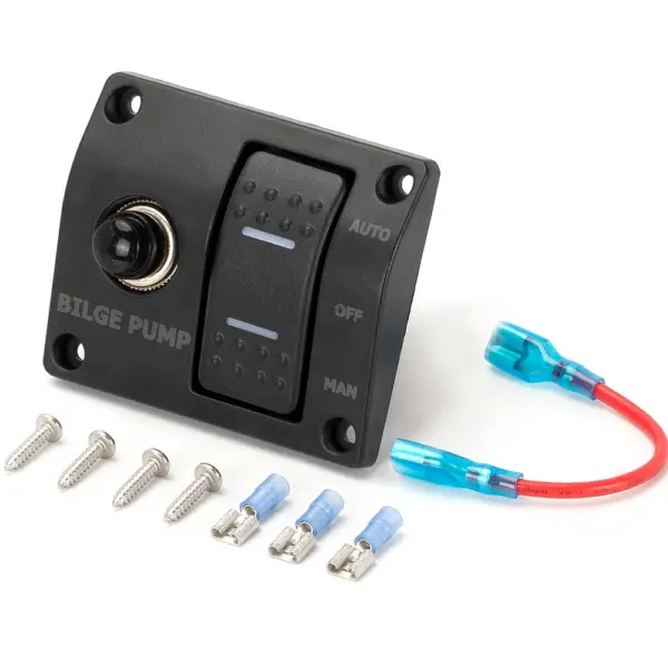 12V 24V 3 Way Automatic Bilge Pump Switch Panel Waterproof Rule Bilge Pump Float Switch LED Indicator Built-In Auto/Off/Manual