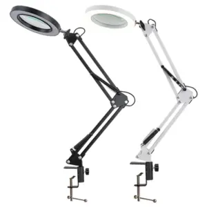10X Beauty Magnifying Lamp with Light Stand Illuminated Magnifier Light 3 Color Modes for Crafts Repair Works