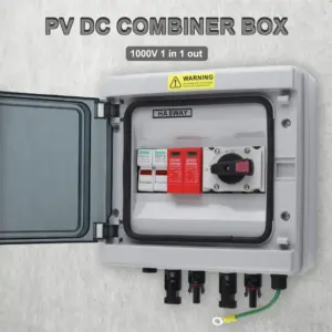 IP65 Waterproof&Dustproof PV Combiner Box DC 1000V 1 Input 1 Output 20A Fuse SPD Surge Protection for Outdoor Solar Installation
