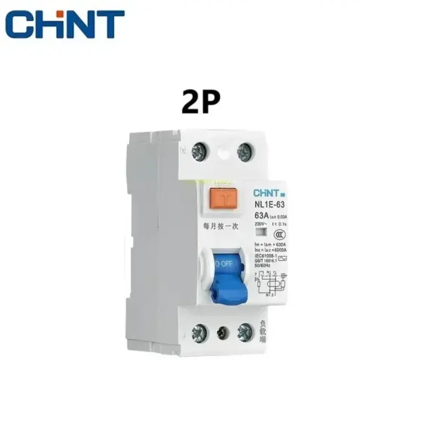CHINT Leakage Protector Electronic Residual Current Circuit Breaker 6KA 30MA NL1E-63 1P+N 3P+N 2P 4P 25A 40A 63A ELCB RCCB MCB