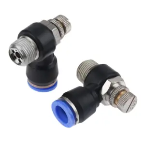 1Pc Pneumatic Push In Elbow Fittings Speed Flow Control Connector SL 8 mm to M5 20mm Thread Air Water Vacuum