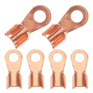 6Pcs Copper Wire Terminal Connectors Open Ring Terminals Electrical Crimp Battery Cable Ends Eyelets Crimp Butt Connectors