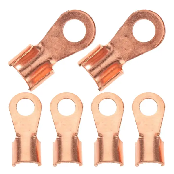 6Pcs Copper Wire Terminal Connectors Open Ring Terminals Electrical Crimp Battery Cable Ends Eyelets Crimp Butt Connectors