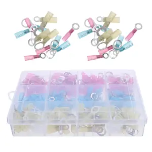 260Pcs Round Terminal Crimp Connectors Heat Shrink Insulated Ring Terminals Waterproof Electrical Connectors Kit Marine