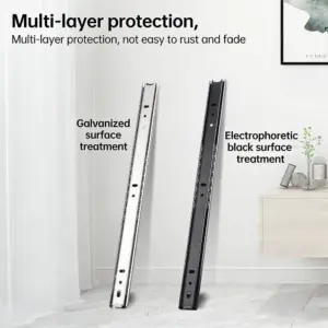 2PCS Smooth Glide Bearing Drawer Slides Two Way Slide Hardware Accessories Drawer Glides Full Extension 14"-16"