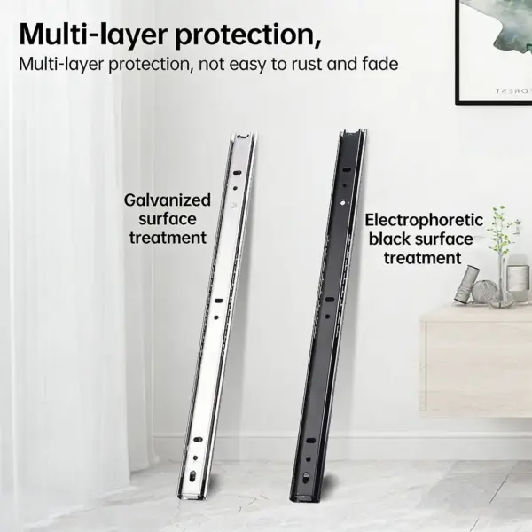 2PCS Smooth Glide Bearing Drawer Slides Two Way Slide Hardware Accessories Drawer Glides Full Extension 14"-16"