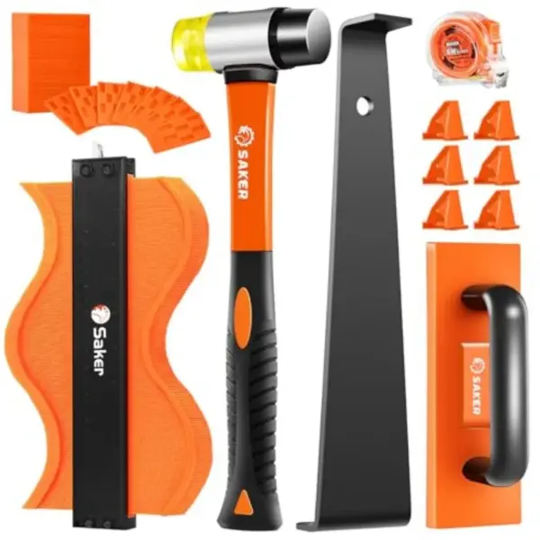Laminate Flooring Tools, -Piece Wood Flooring Installation Kit with 60 Flooring Spacers, Tapping Block with Handle, Pull Bar, 1