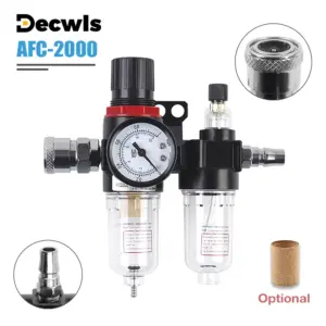 AFC2000 G1/4 Air Compressor Oil/Water Separator Air Filter for Pressure Reducing Valve Regulator with Extra Filter Cartridge