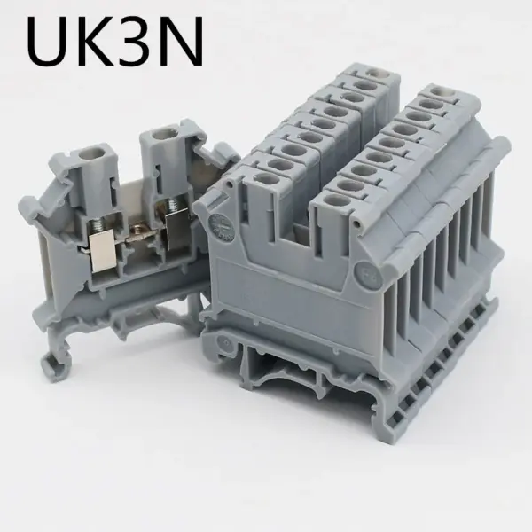 10 Pcs UK3N Din Rail Terminal Electrical Conductor Universal Connector Screw Connection Strip Block UK-3