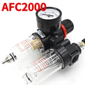 AFC2000 Compressor Oil Water Separator Regulator Trap Filter, with Air Pressure Reducing Valve for Airbrush, G1/4 Connection