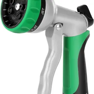 Heavy Duty Metal Garden Hose Nozzle with 7 Spray Patterns & Flow Control for Watering, Cleaning, Washing