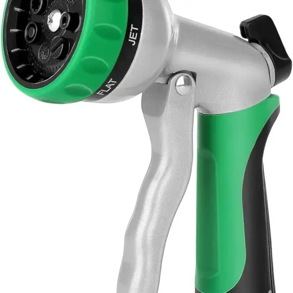 Heavy Duty Metal Garden Hose Nozzle with 7 Spray Patterns & Flow Control for Watering, Cleaning, Washing