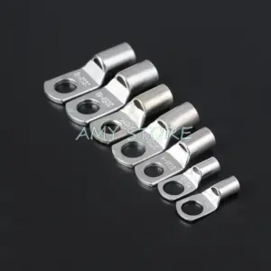 10Pcs SC35-8 8mm Bolt Hole Tinned Plated Eyelets Copper Cable lugs Ring Battery Terminals 35mm2 AWG2 Wire Connector