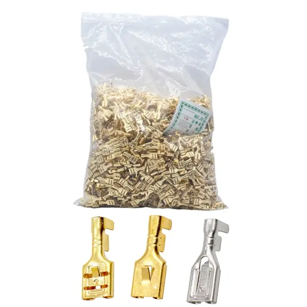 2000 Pcs Female Spade Quick Splice Crimp Terminals 6.3mm Crimp Connector Non Insulated 1/4 inch 6.3 for 1-1.5mm2  THK ​0.4mm