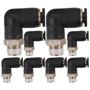 8Pcs Pneumatic Quick Connect Elbow Fittings Push to Connect Metal Airline Tubing Connectors 6Mm Diameter Rapid Installation