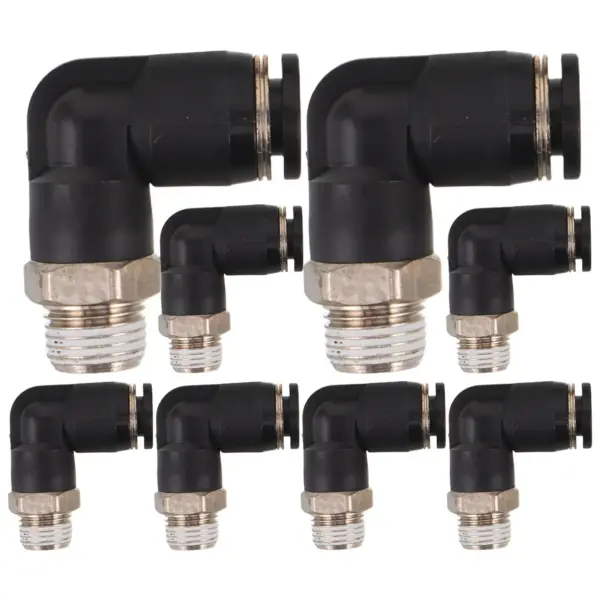 8Pcs Pneumatic Quick Connect Elbow Fittings Push to Connect Metal Airline Tubing Connectors 6Mm Diameter Rapid Installation