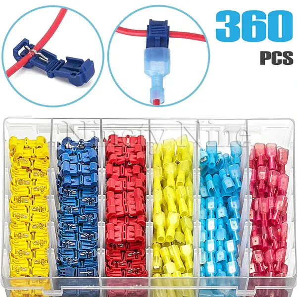 T-Tap Wire Connectors, Self-Stripping Quick Splice Electrical Wire Terminals, Insulated Male Quick Disconnect Spade Terminals