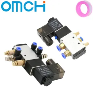 4V210-08 Pneumatic Electric Solenoid Valve 5 Way 2 Position Control Air Gas Magnetic 12V 24V 110V 220V Coil Volt