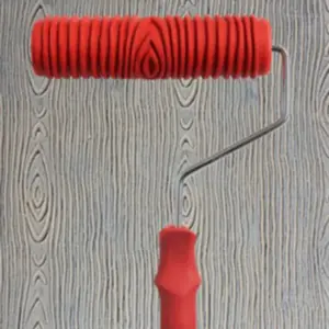 Wall Decoration Painting Roller DIY Empaistic Wood Grain Pattern Maker Compatible with Texture Emulsion Paint Red Handle 15x3cm