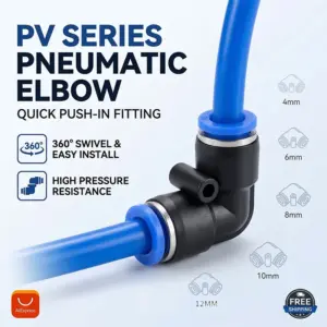 100 PCS PV Degree Elbow Pneumatic Quick Fitting Plastic 4mm 6mm 8mm 10mm 12mm Air Parts Pipe Push In Water Quick Connector