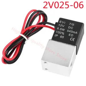 2V025-06 DC 12V24V110V220V Solenoid Valve  1/8" 2 Way Normally Closed Direct-acting Pneumatic Valves For Water Air Gas Hot