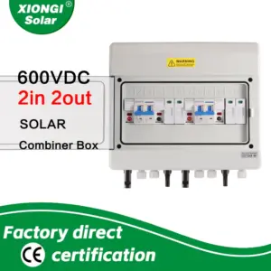 Pv Combiner Box 2 in 2 out With Lightning Protection 600V DC Solar Combine Box PV MCB SPD 1000V Fuse Waterproof Box IP65