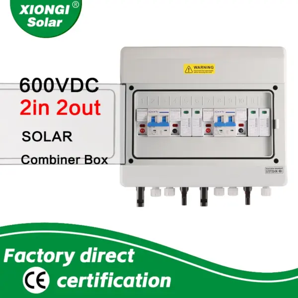 Pv Combiner Box 2 in 2 out With Lightning Protection 600V DC Solar Combine Box PV MCB SPD 1000V Fuse Waterproof Box IP65