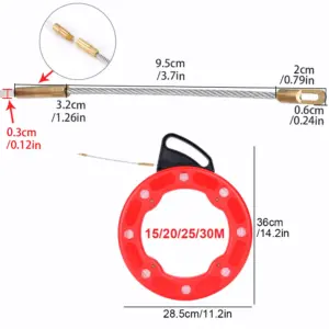 3mm 15/20/25/30M Cable Puller Fish Tape Conduit Ducting Threader Pulling Lead Wire for Electrician Wiring Installation