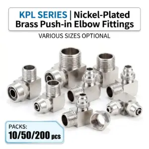 KPL Nickel-Plated Brass Pneumatic Connector Elbow L-Type Push-in Fitting M5 1/8 1/4 3/8 Air Pipe Quick Joint 4-16mm 10-200PCS