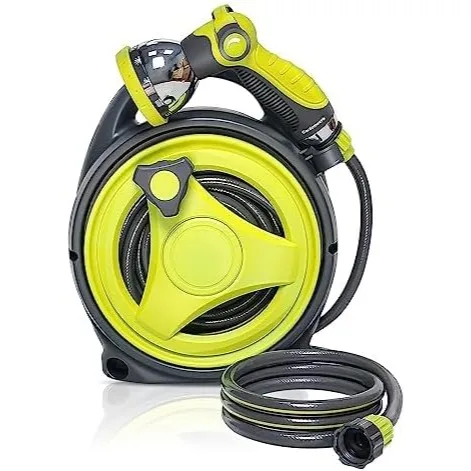 50ft Retractable Garden Hose Reel, 45+5FT with 10-Pattern Spray Nozzle, Portable Water Hose for Watering, Car Washing, Pet