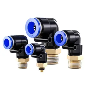 40Pcs PL Elbow Pneumatic Fitting 1/8 1/4 3/8 1/2 BSP Male Thread Connector L Shape Push In Hose OD 6mm 8mm 10mm 12mm 14mm 16mm