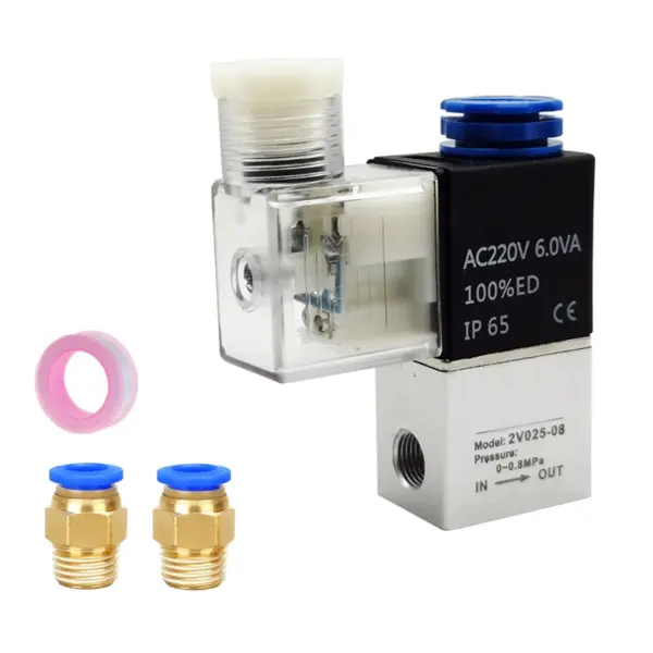 Pneumatic Control NC Valve Air Solenoid Valves 2V025-08 2 Position 2 Port 1/4" Normally Closed DC12V 24V AC110V 220V