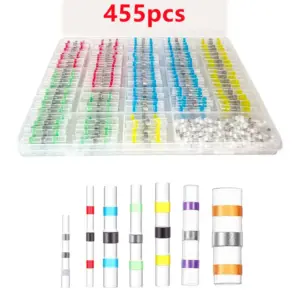 455pcs Heat Shrink Tube Solder Seal Wire Connectors Kit Waterproof Wire Solder Stick Splice for Marine Electrical Automotive