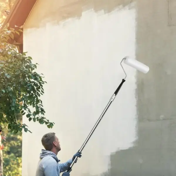 Telescopic Stainless Steel Paint Roller Set Paint Roller Extension Poles with 3 Brush Heads for Wall Ceiling Painting
