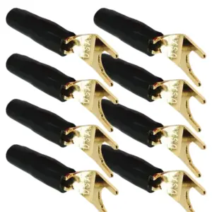 Gold Plated Spade Fork Terminal Solderless Y/U Shape Banana Plugs Connector for Speaker Wire Power Supply
