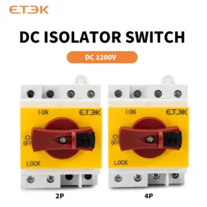 ETEK DC Solar Isolator Din Rail Switch PV 1000V 32A 2P4P  Mounting Rotating Handle CE Disconnector For Solar Certified EKD6-DB32
