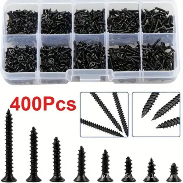 Locking Screws And Wood Screws 400/800PCS/1 Set M2 Black Self Tapping Screw Assortment Kit