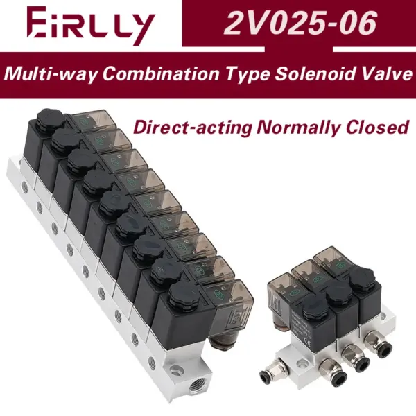 Solenoid Valve Normally Closed 2V025-06 AC110V AC220V DC12V24V multi-way combination type valve air magnetic Pneumatic 2V025-08