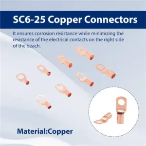 B17B 70Pcs Wire Lug Connector Ring SC6-25 Copper Connectors Bare Cable Electric Crimp Terminal Connector Kit