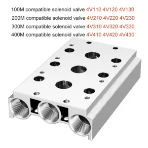 100M 200M 300M 400M For 4V110 4V210 4V310 4V410 Pneumatic Solenoid Valves Air Exhaust Plate Base Manifold With Accessories