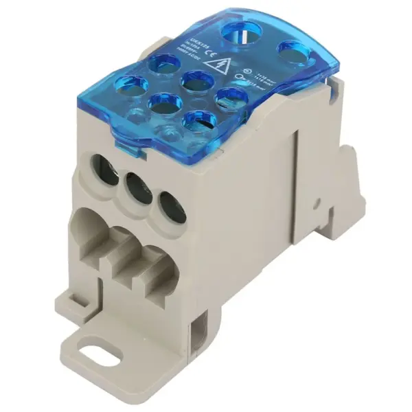 690V 125A DIN Rail Terminal Block Brass Conductor Blue Terminal Block Distribution Box Positions Screw Terminal Junction Box