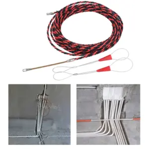 Fastener Flat Head Electrical Wire Threader 15m / 49.2ft With Gloves/Cable Ties Fish Tape Cable Puller Wire Guide Device Wiring
