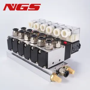 4V210-08 2 Positions 5 Way 12V 24V 110v 220v 6 Pneumatic Solenoid Valve Aluminum Base 8mm Fitting Mufflers Set 2-10 Stations