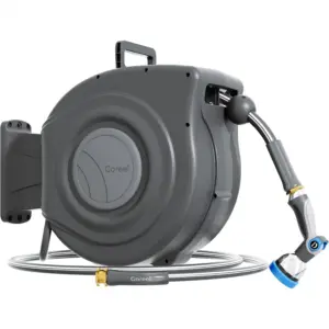 Retractable Garden Hose Reel 1/2 in x 65 ft Heavy Duty Auto Rewind with 10-Pattern Nozzle, UV Resistant, 180° Swivel