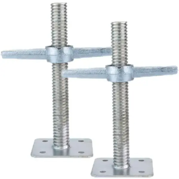 Scaffold 12" Adjustable Leveling Galvanized Screw Jack with Base Plate, 2 Pack