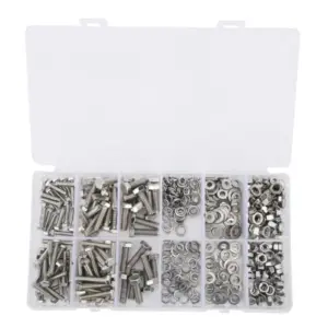 475pcs 304 Stainless Steel Screw Hex Bolts Nuts Gasket M4/5/6 Assortment Set Box
